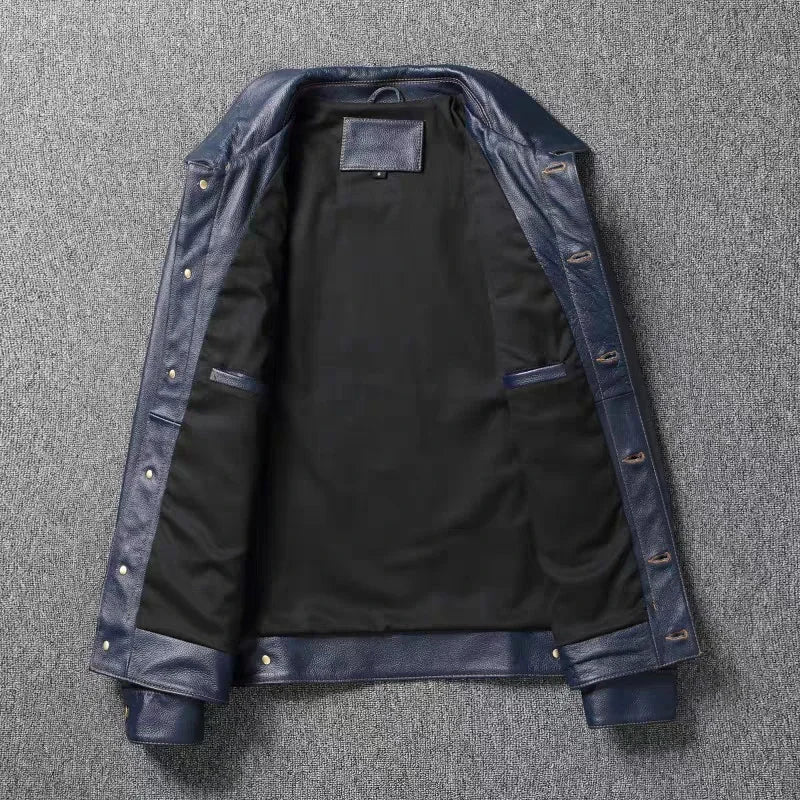 Solid Motorcycle Genuine Leather Fit Jacket