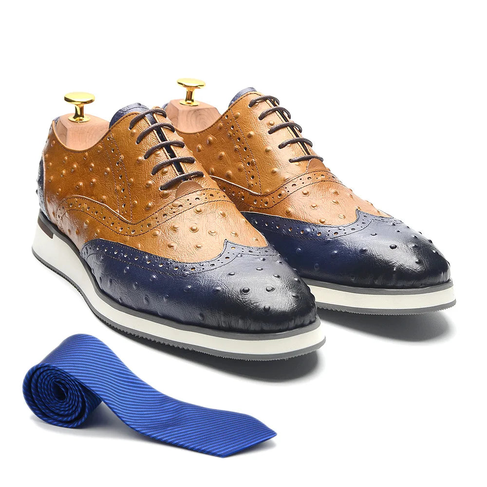 Mixed Color Ostrich Pattern Shoes