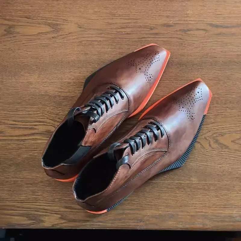 Square Toe Vintage Cowskin Genuine Leather Boots