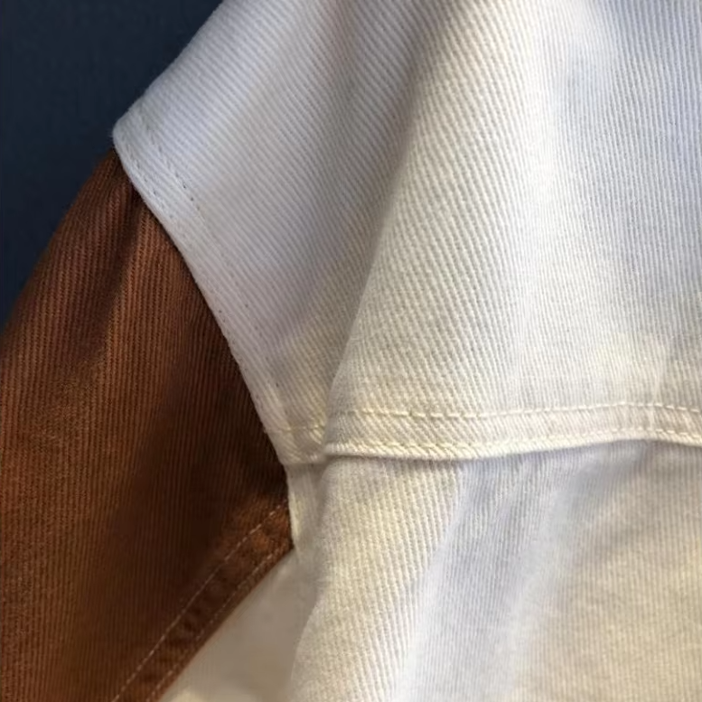 Retro Splicing Contrast Work Shirt