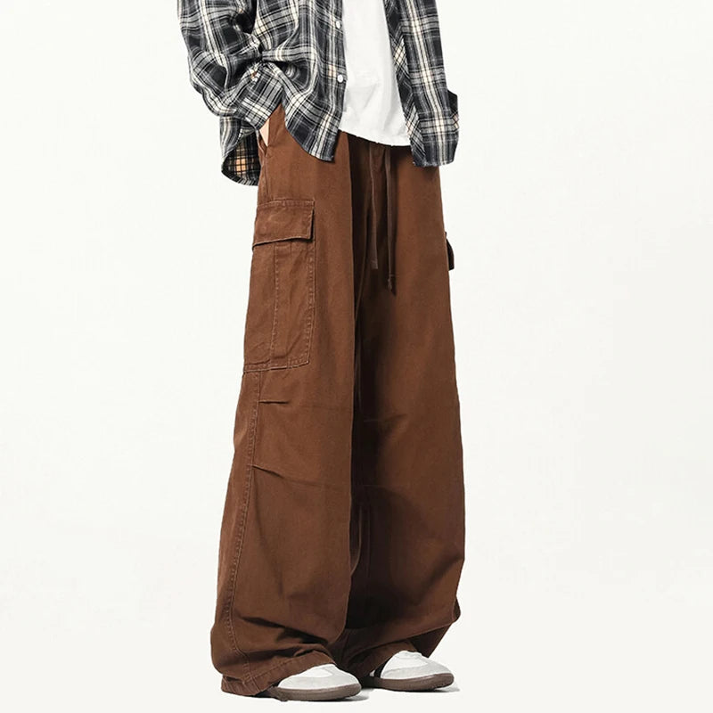 Solid Drawstring Side Pockets Wide Leg Pants