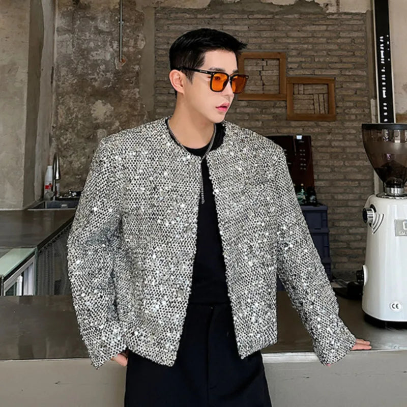 Silver Color Sequins Decoration Jacket