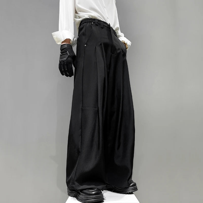 Pleated Design Loose Wide-Leg Trousers