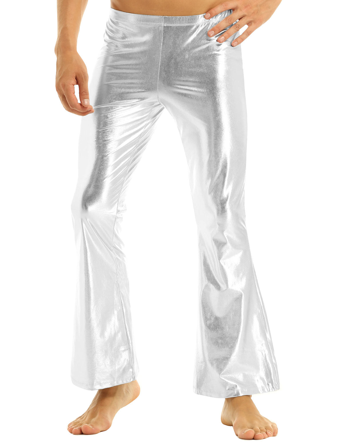 Shiny Metallic Disco Flare Pants