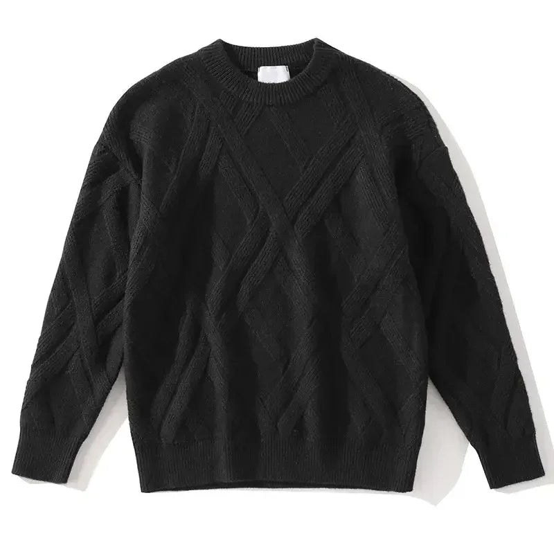 Rhombus Knitted Wool Sweater