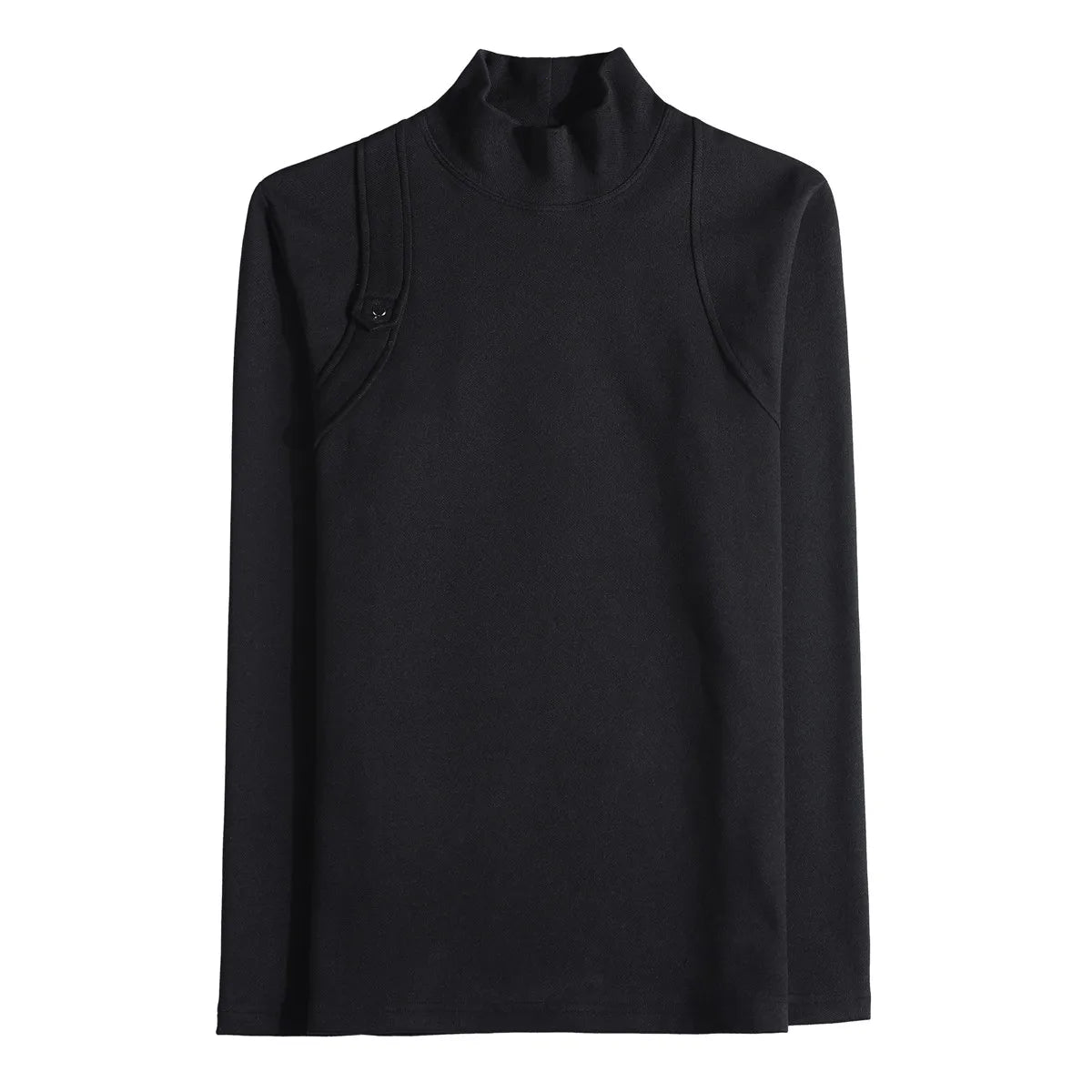 Solid Half High Neck Velvet T-Shirt