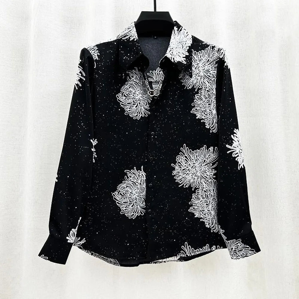 Solid Floral Sequin Starry Sky Shirt