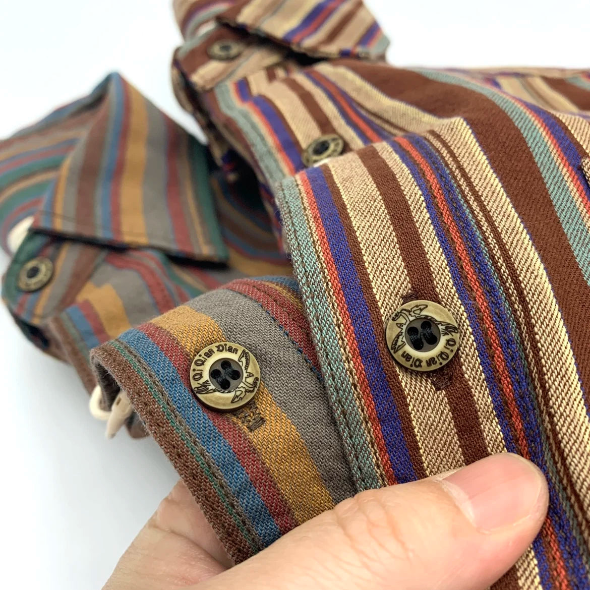 Vintage Striped Long Sleeve Men Shirt