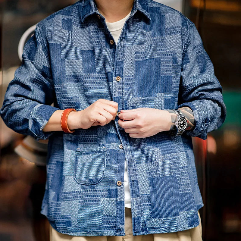 Retro Denim Jacquard Shirt