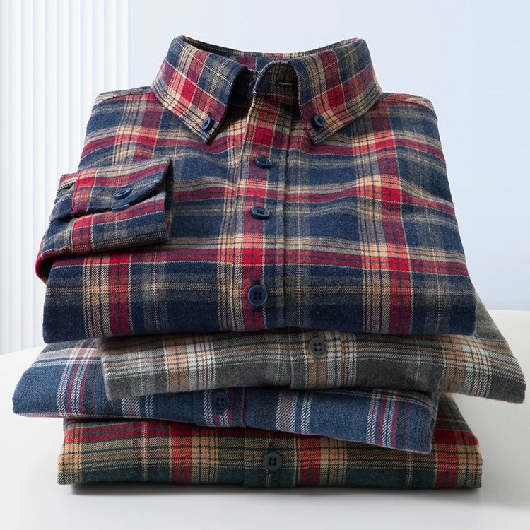 Plaid Cotton Flannel Men's Shirt