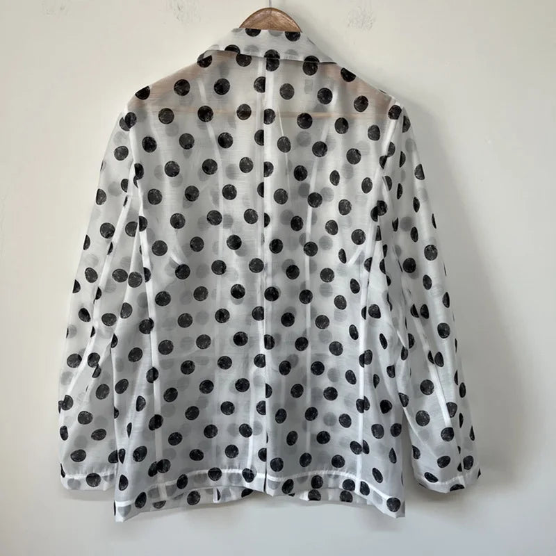 Polkadot Mesh Breathable Printed Blazer