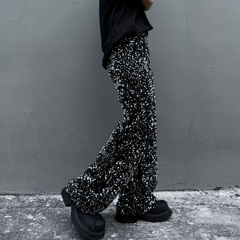 Black Sequins Casual Loose Pants