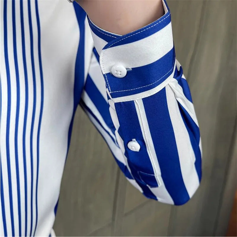 Casual Striped Contrast Slim Fit Shirt