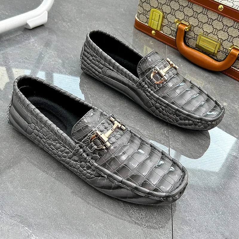 Luxury Snakeskin Split Leather Loafers