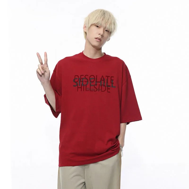 Trend Letter Contrasting Color T-Shirt