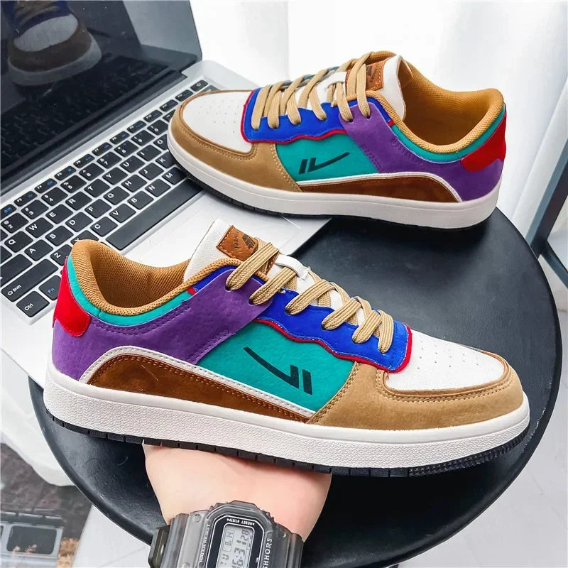 Color Block Patchwork Suede Sneakers