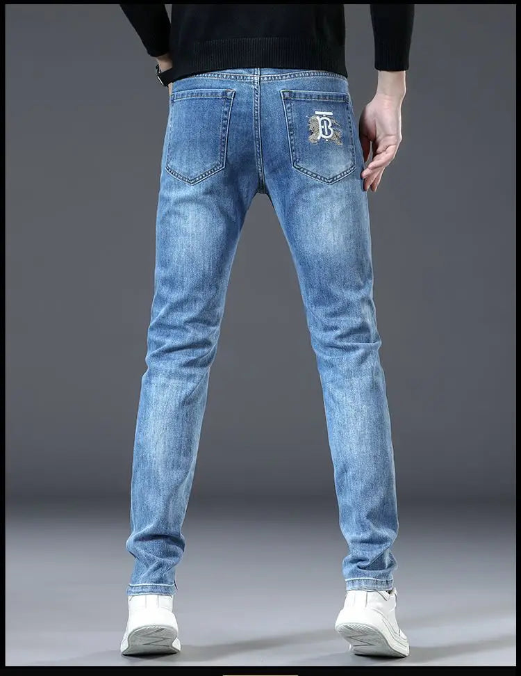 Solid Blue Denim Slim Fit Jeans