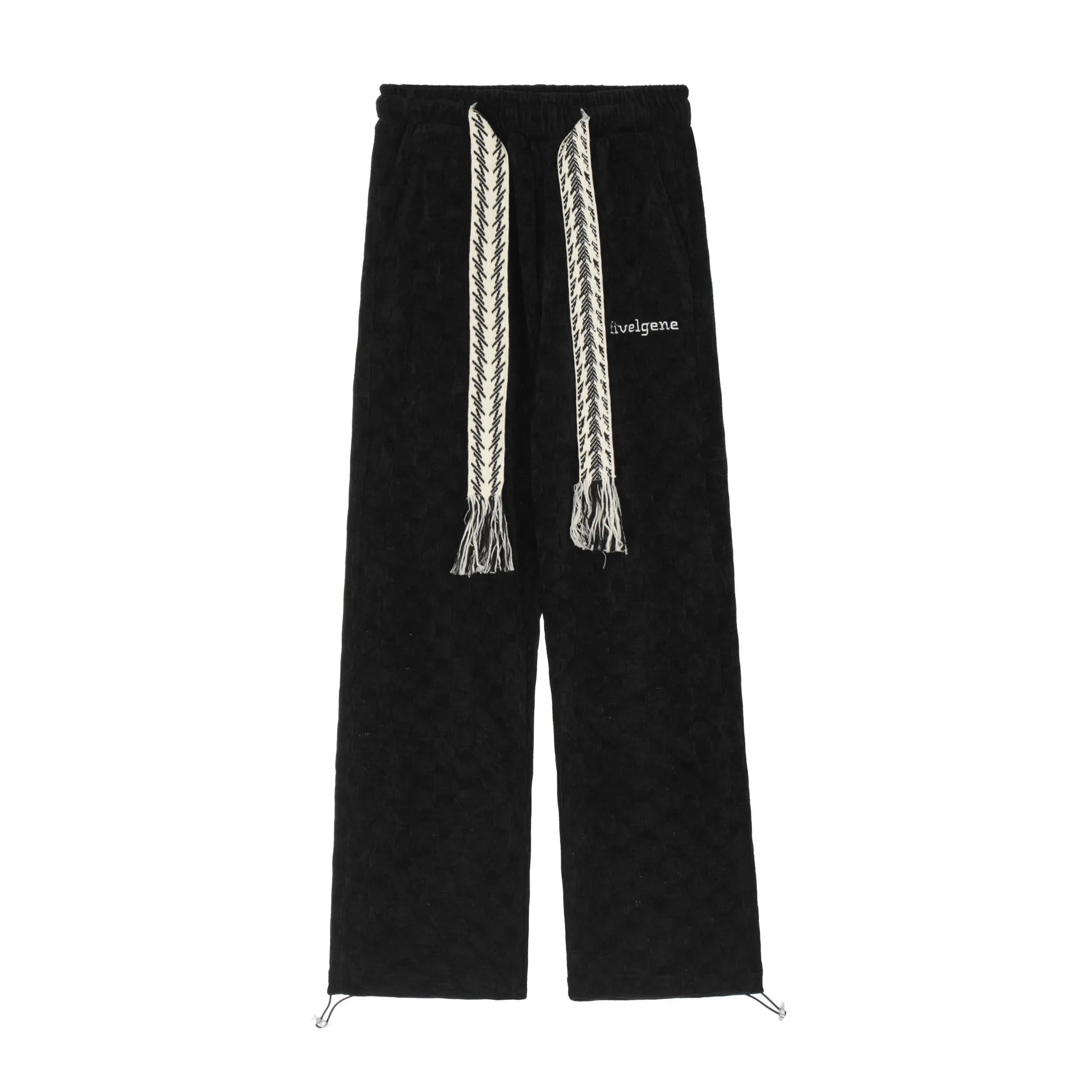 Solid Plaid Jacquard Loose Pants