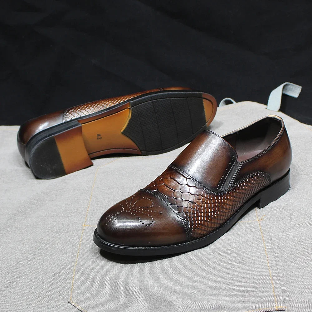 Crocodile Print Slip-On Office Dress Loafers
