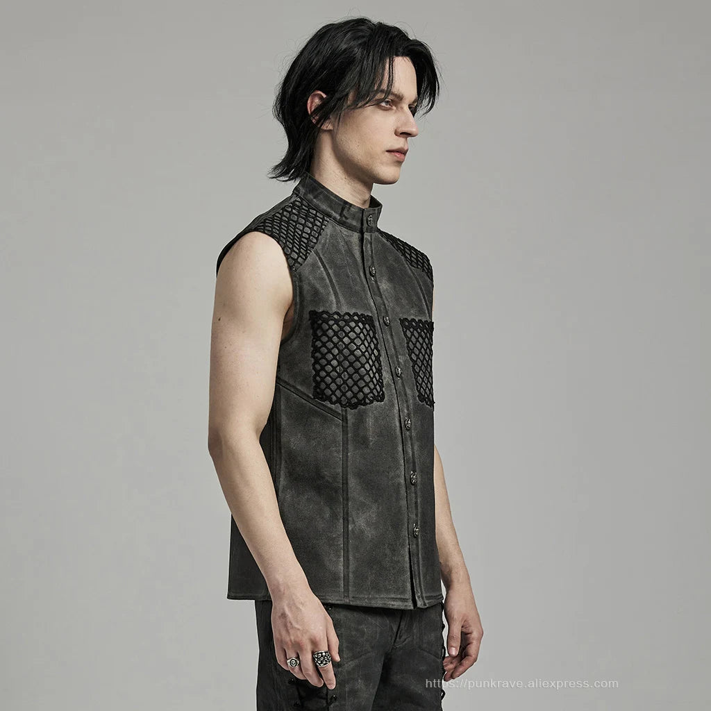 Black Punk Style Sleeveless Shirt