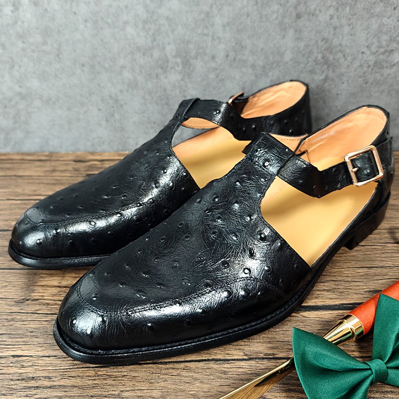 Black Genuine Leather Hollow Out Shoes