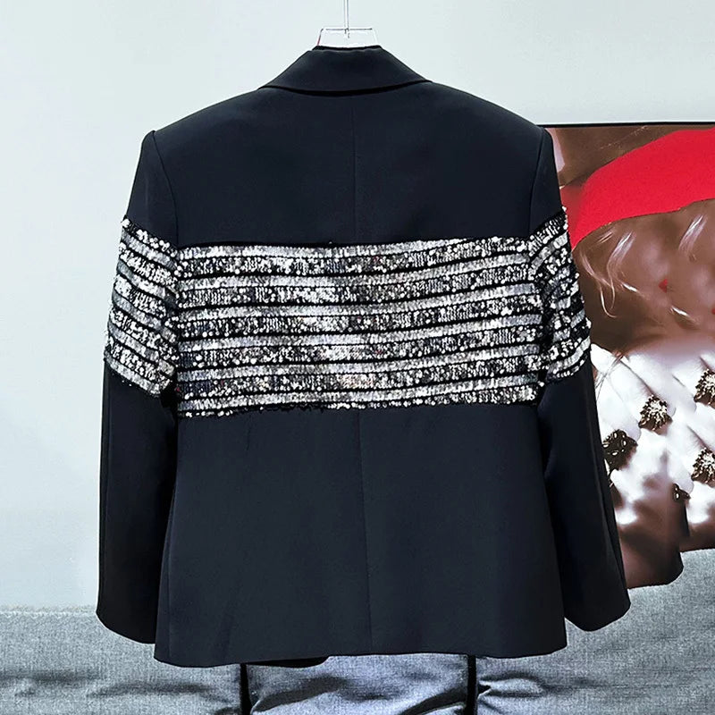 Sequin Splicing Decoration Design Blazer