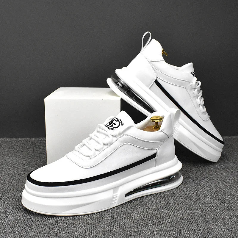 White Line Color Genuine Leather Sneakers