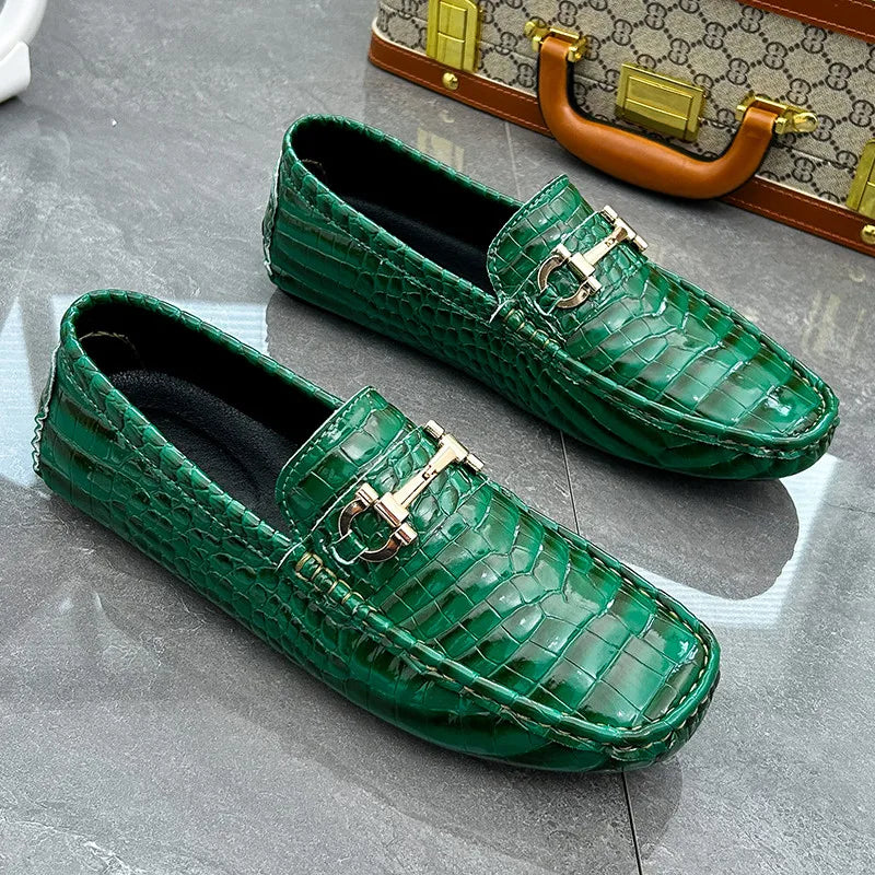 Luxury Snakeskin Split Leather Loafers