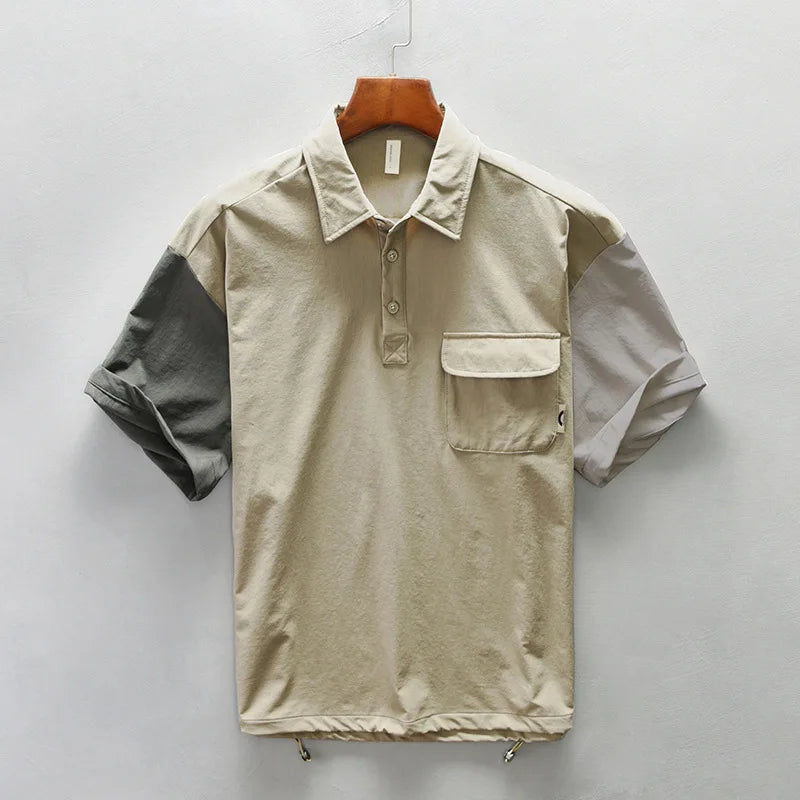 Patchwork Pullover Casual Polo Shirt