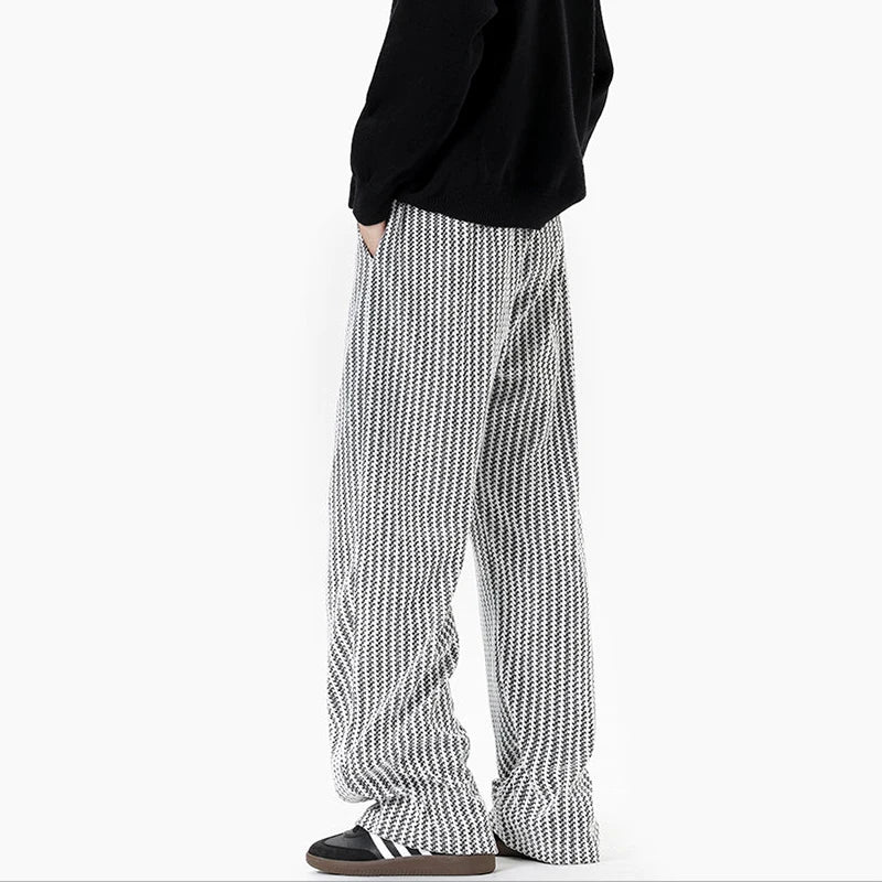 Striped Loose Drawstring Elastic Waist Pants