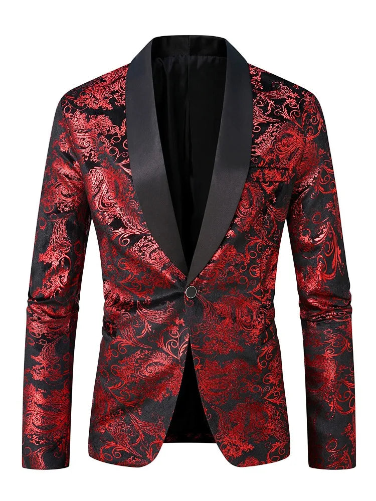 Luxury Jacquard Pattern Polyester Blazer