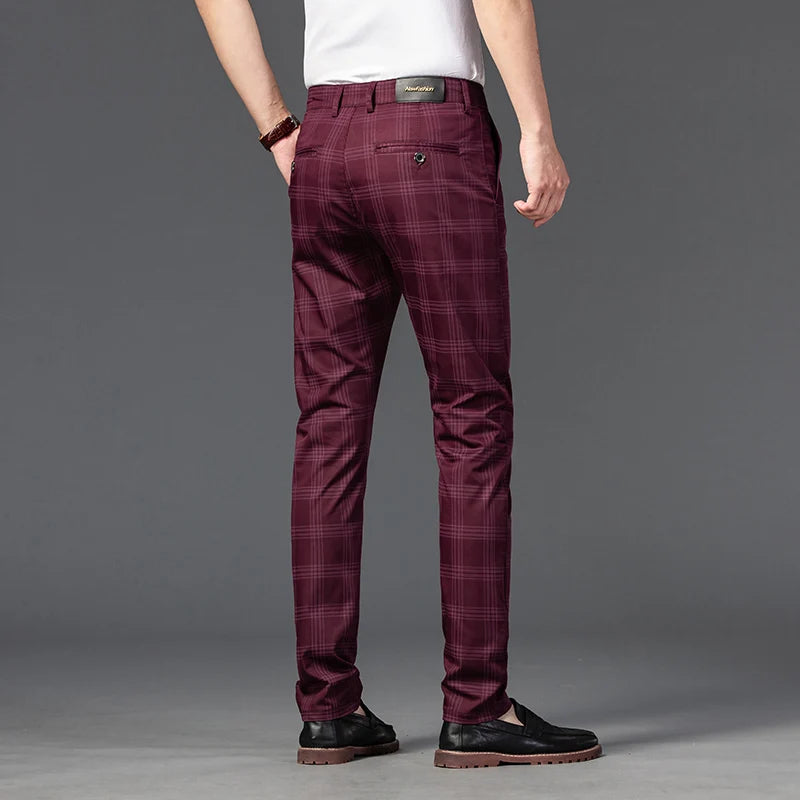 Plaid Slim Fit Straight Pants