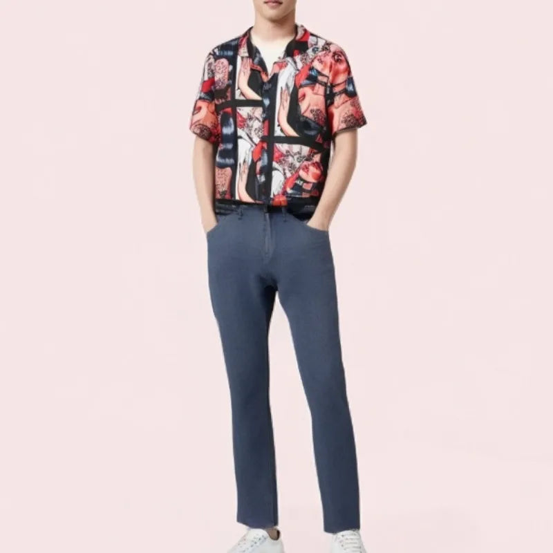 Summer Printed Shirt Lapel Collar Shirt