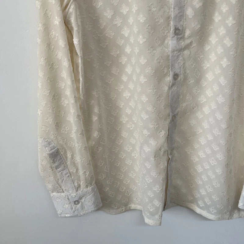 Semi-Transparent Jacquard Chiffon Shirt
