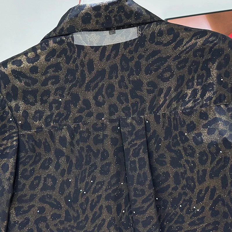 Mesh Leopard Pattern Men's Shirt