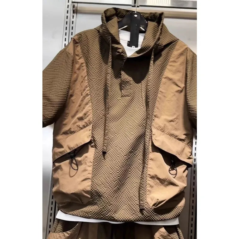 Textured Casual Short-Sleeved Shorts Set