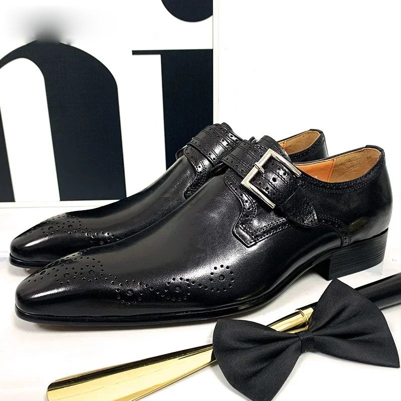 Pointed Toe Monk Strap Oxfords Loafers