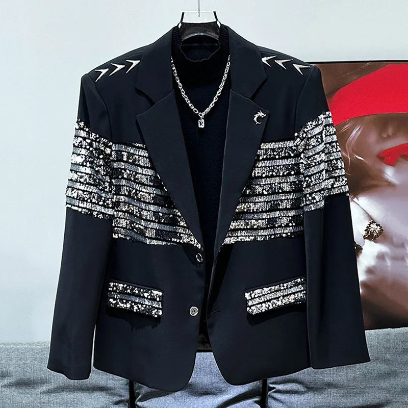 Sequin Splicing Decoration Design Blazer