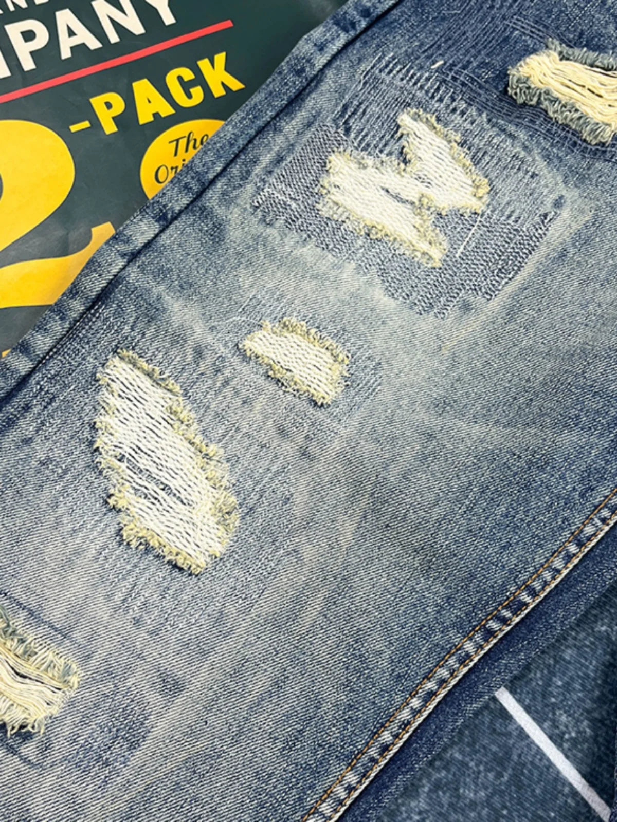 Ripped Hole Patch Straight Fit Jeans