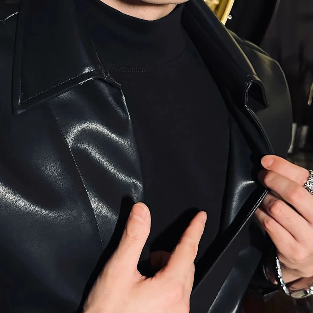 Black PU Leather 2 In 1 Rider Shirt