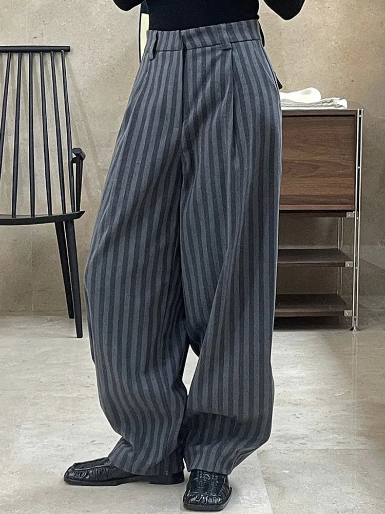 High Waist Striped Loose Pants