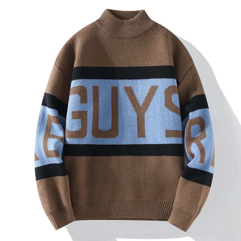 Retro Contrast Letter Knit Sweater