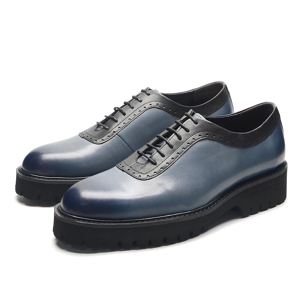 Genuine Leather Height Increasing Oxford Shoes