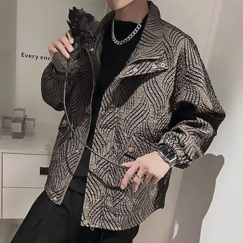 Fold Fabric Zipper Lapel Jacket