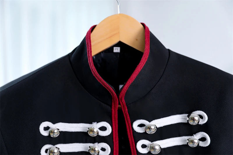 Steampunk Contrast Stand Collar Jacket