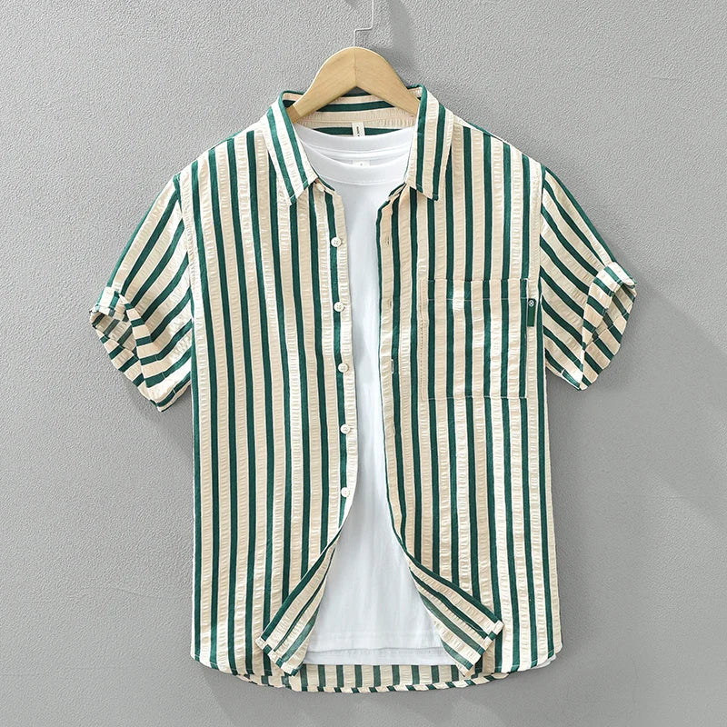 Fashion Striped Loose Short Sleeve Shirt