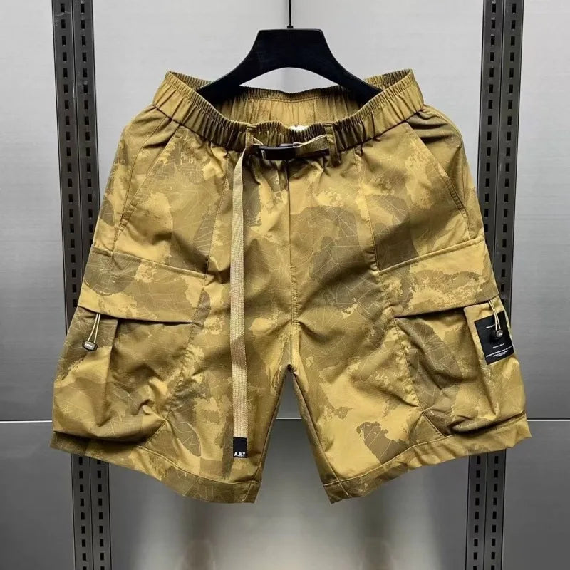 Printed Big Pocket Drawstring Shorts