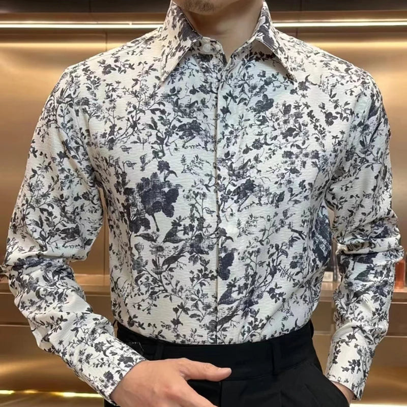 Solid Base Vintage Floral Printed Shirt