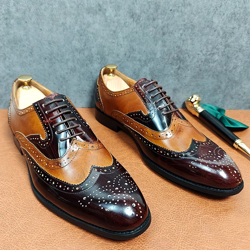 Brown Classic Design Brogue Style Shoes