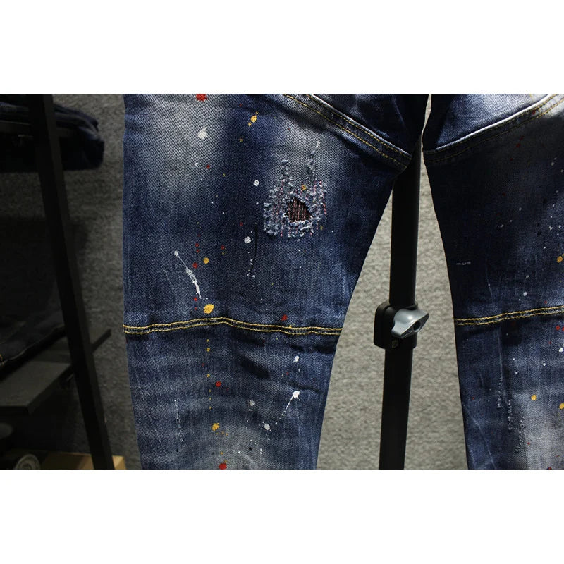 Spliced Designer Patched Ripped Jeans